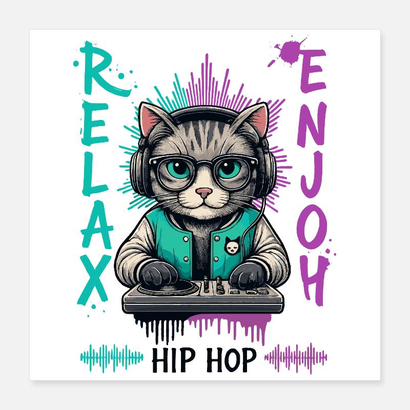 KatzenDJ Hip-Hop Splash Poster 40x40 cm