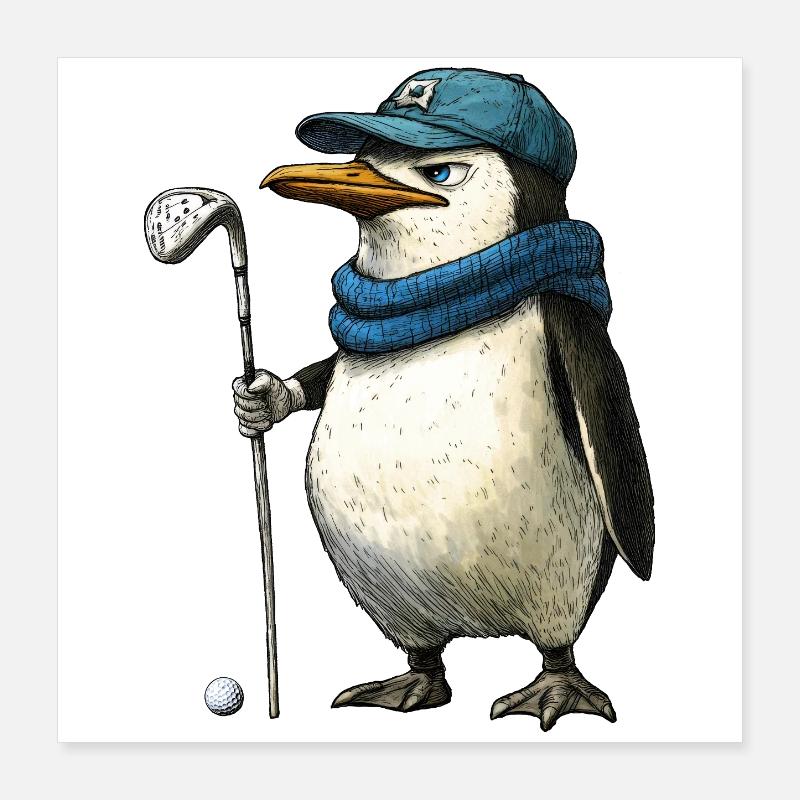 Pinguine Golf Poster 40x40 cm