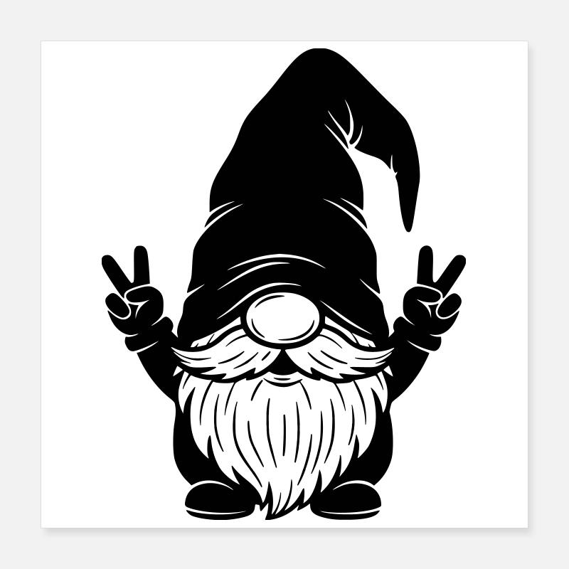 Funny Double Peace Gnome Poster 16" x 16" (40x40 cm)