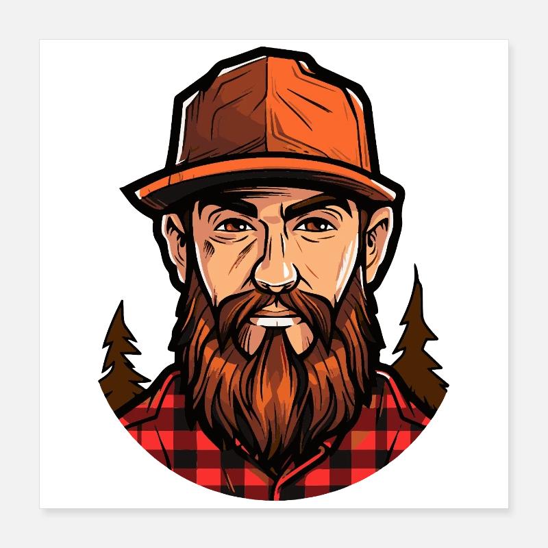 Illustration du bûcheron Wald Poster 40 x 40 cm
