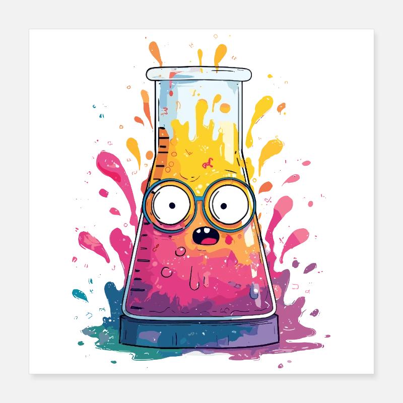 Bande dessinée colorée Test Tube Poster 40 x 40 cm