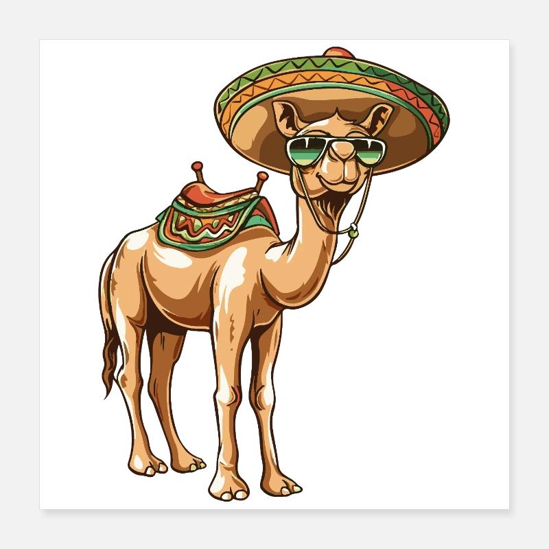 Sombrero comique comique de chameau Poster 40 x 40 cm
