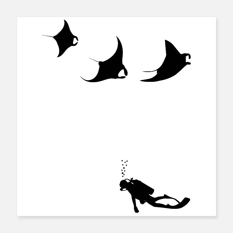 mantas_taucher Poster 40 x 40 cm