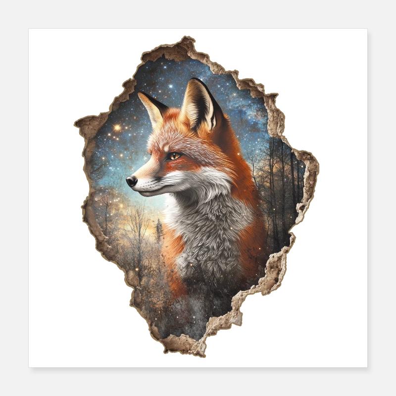 Fox Poster 16" x 16" (40x40 cm)