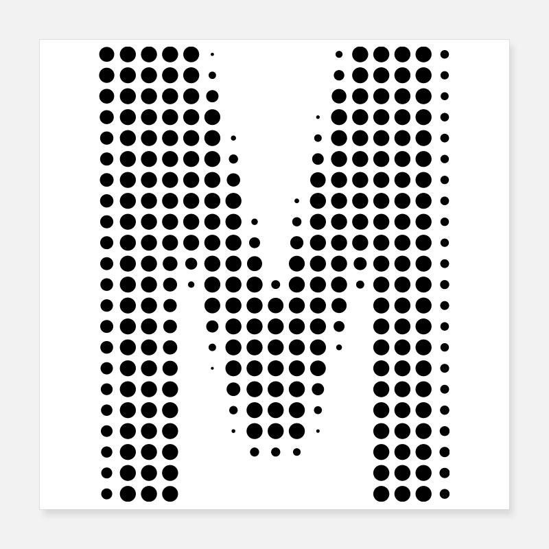 M Buchstabe Punkte Anfangsbuchstabe Geschenk Poster 40x40 cm