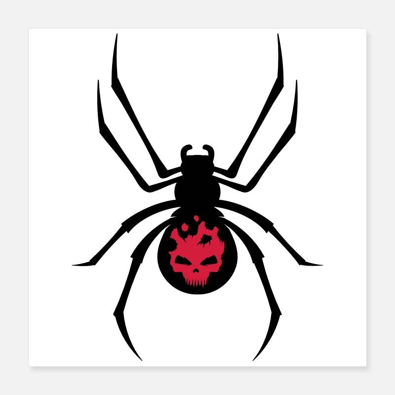 A black spider with red skull Poster 16" x 16" (40x40 cm)