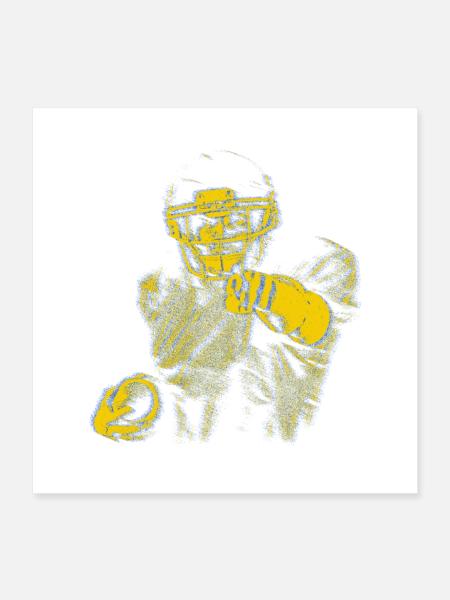 Index de la star du football jaune bleu - Poster 40 x 40 cm - blanc - Devant