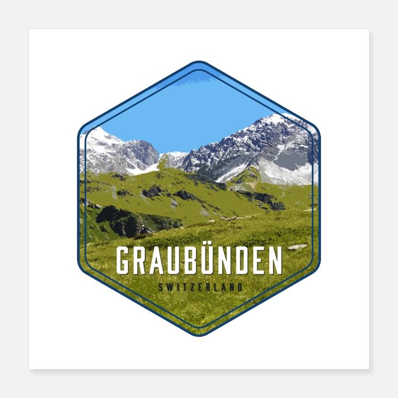Graubünden Alpine Panorama Poster 16" x 16" (40x40 cm)