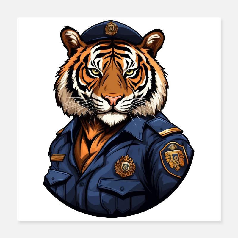 Tiger Policeman Poster 16" x 16" (40x40 cm)