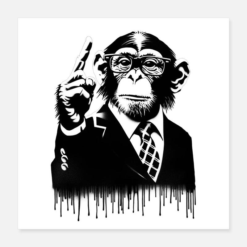 Enseignant. Monkey Life Affenleben Poster 40 x 40 cm