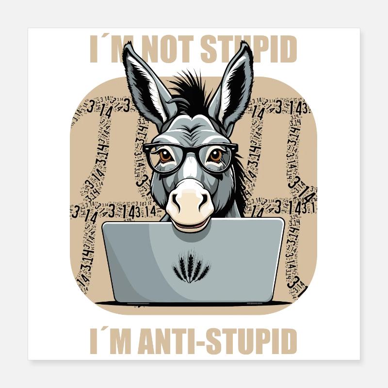 Schlauer Nerd Esel Poster 40x40 cm