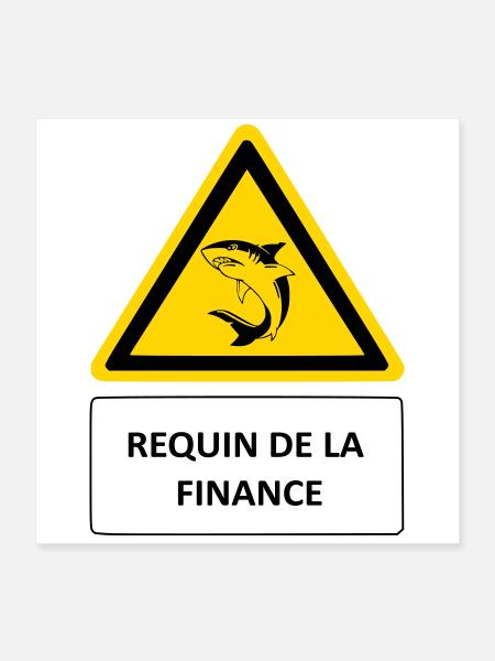 Hai der Finanzen - Poster 40x40 cm - Weiß - Vorne
