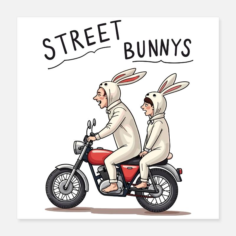 Biker Hasen Poster 40x40 cm