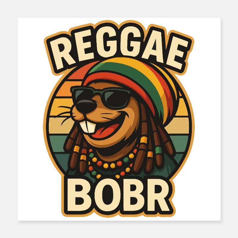 Reggae Bobr – Rasta-Biber Poster 40 x 40 cm