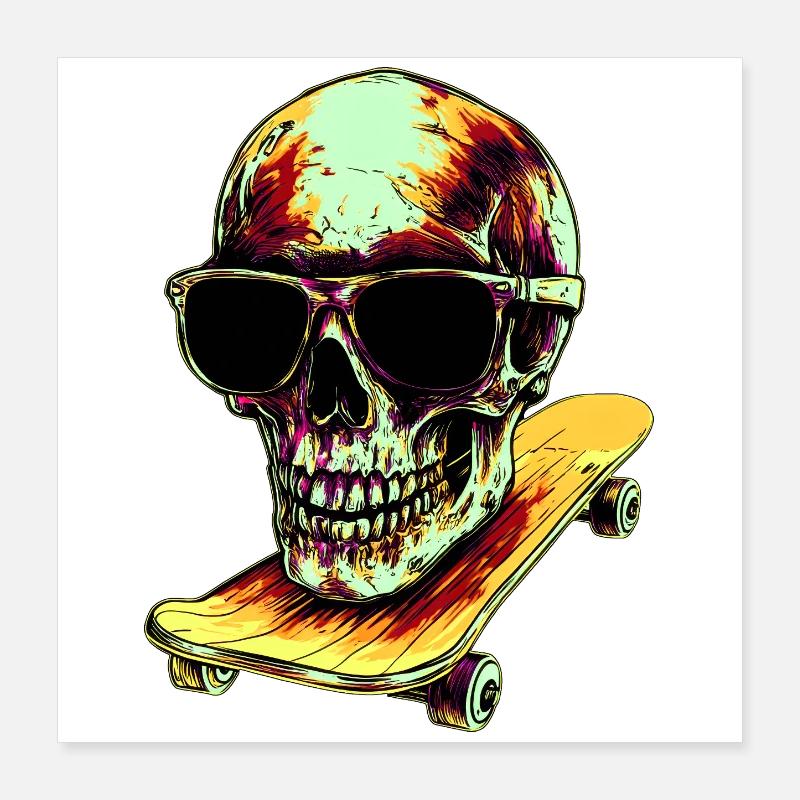 Skateboard Skulls Poster 40 x 40 cm