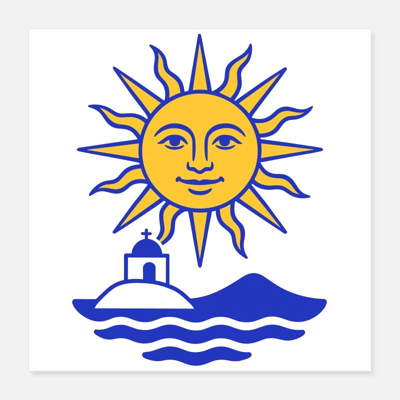 Greece Sun: Sun, Water, Chapel Poster 16" x 16" (40x40 cm)