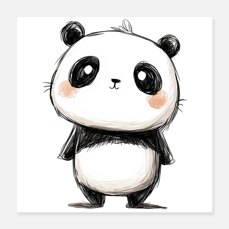 petit panda dessin Poster 40 x 40 cm