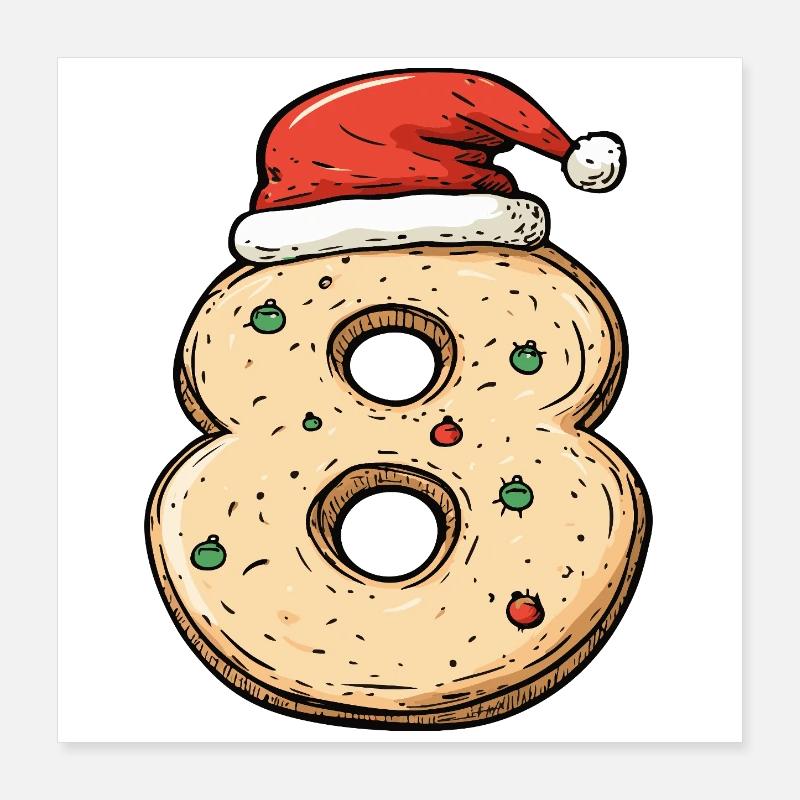 Biscuit de Noël à 8 chiffres Poster 40 x 40 cm