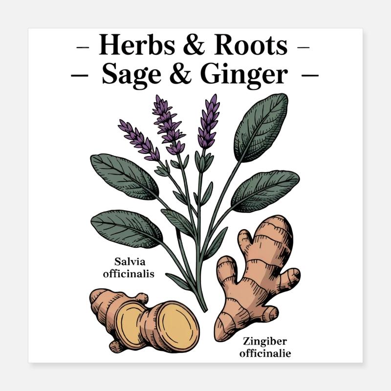 Herbes botaniques Poster 40 x 40 cm
