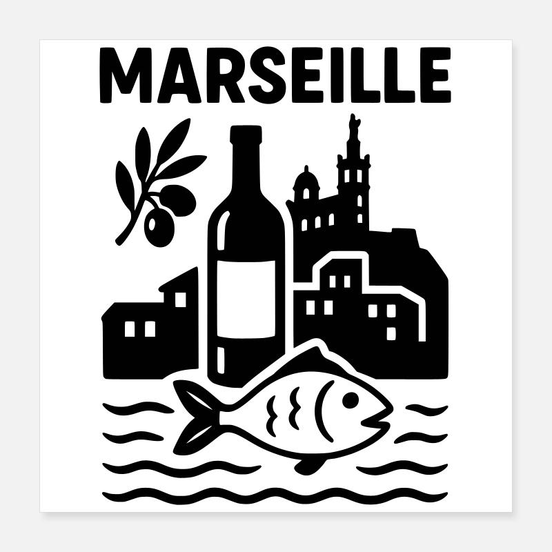 marseille silhouette Poster 40x40 cm