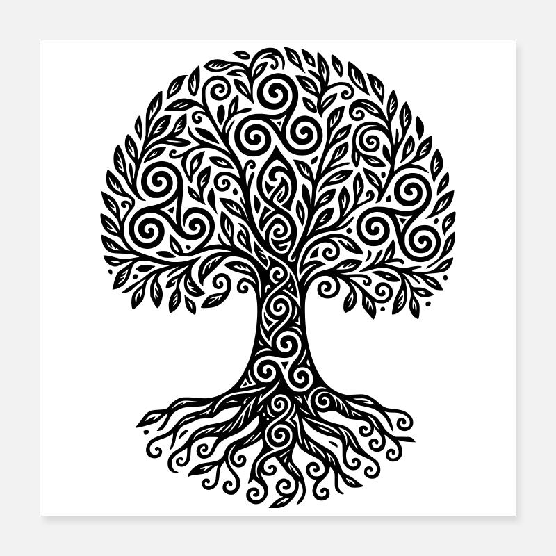 Triskel-Baum des Lebens Poster 40x40 cm