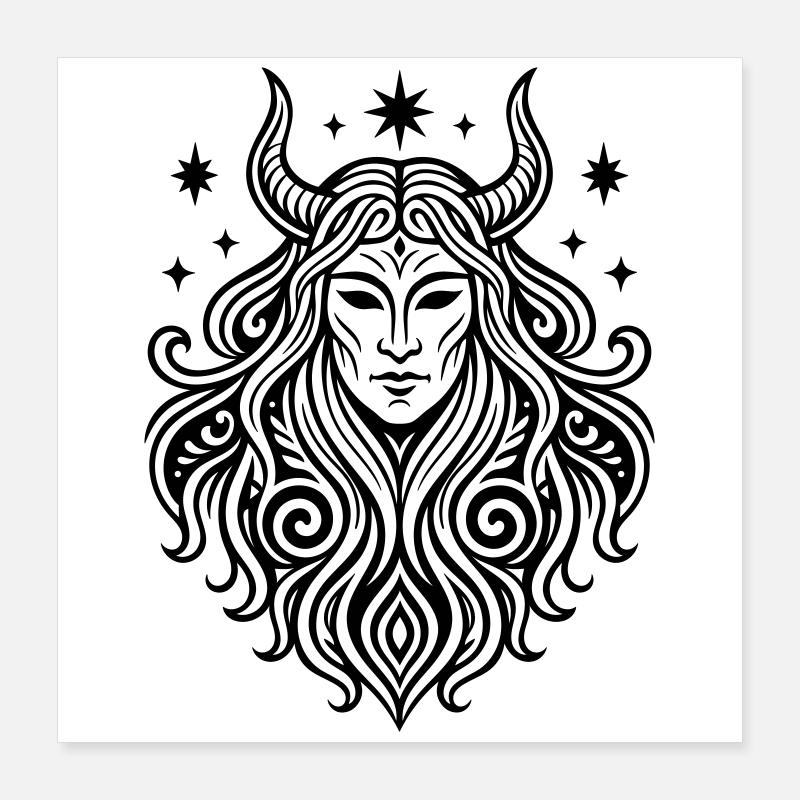 Rauhnächte Perchtenmaske Pagan Symbol Poster 40x40 cm