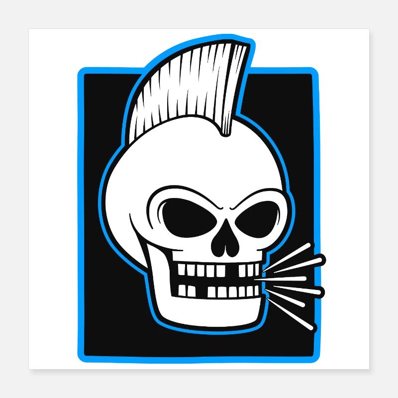Skull Mohawk Punk-Grafik Poster 40x40 cm