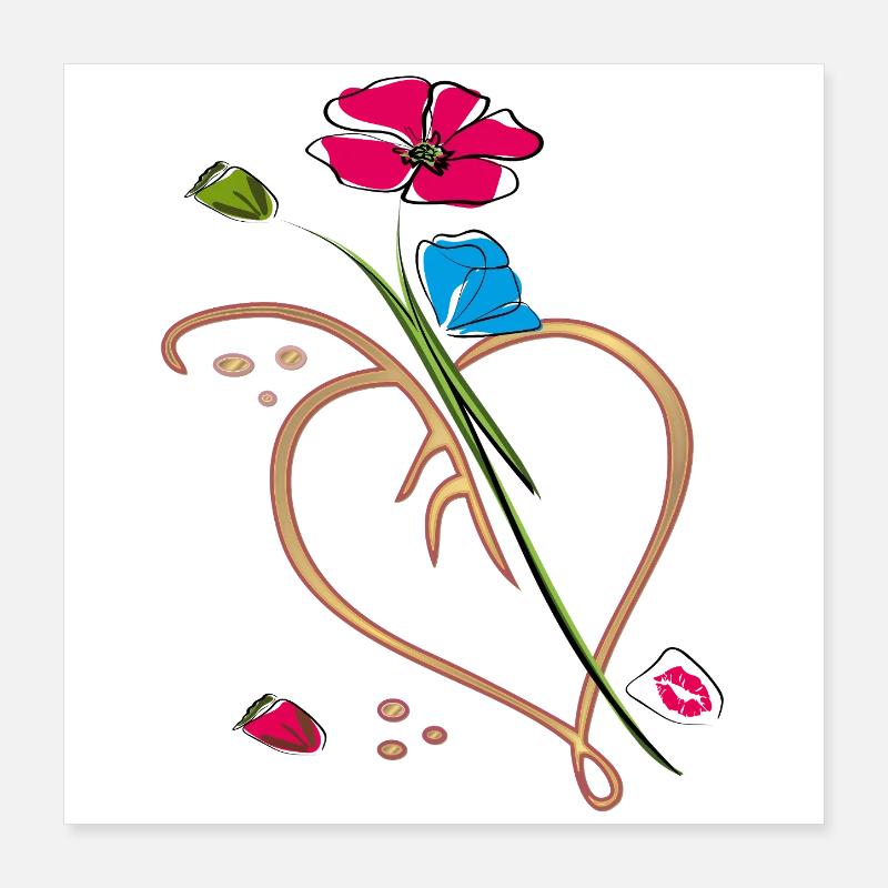 Vrille de fleur Poster 40 x 40 cm