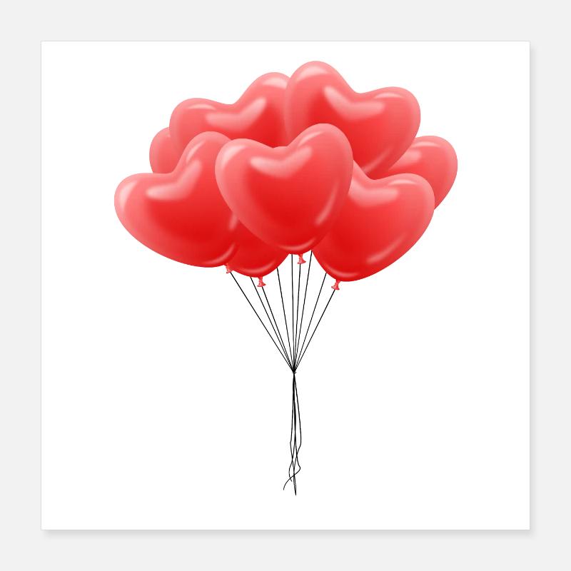 Ballons de coeur Poster 40 x 40 cm