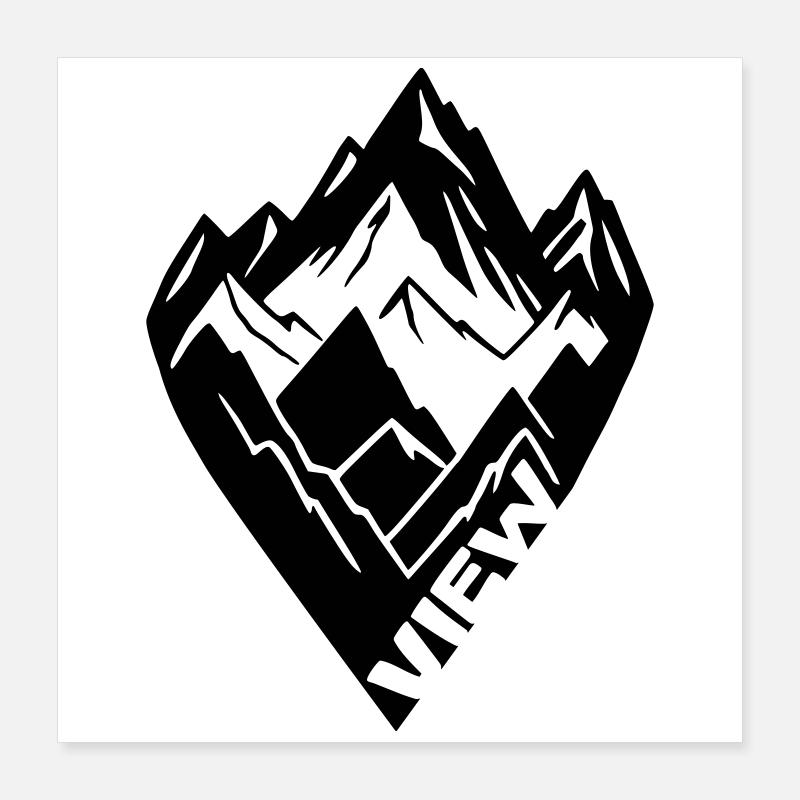 Mountain View [Schwarz] Poster 40x40 cm