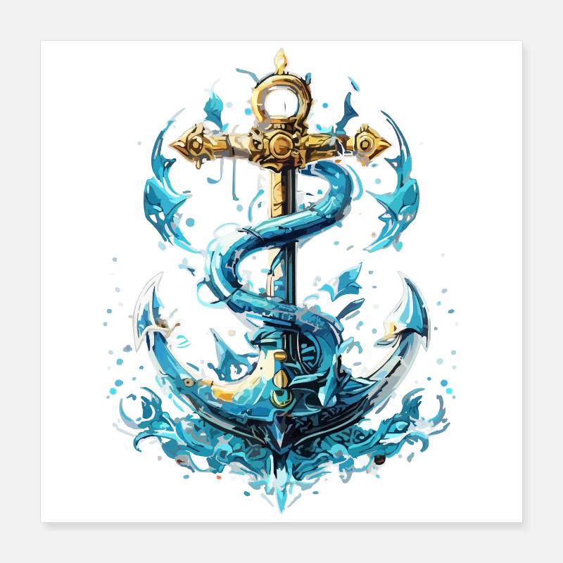 Anker Wasserspritzer Poster 40x40 cm
