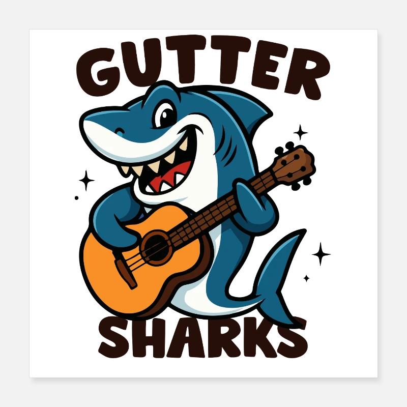 Crapaud Musicien Shark Poster 40 x 40 cm