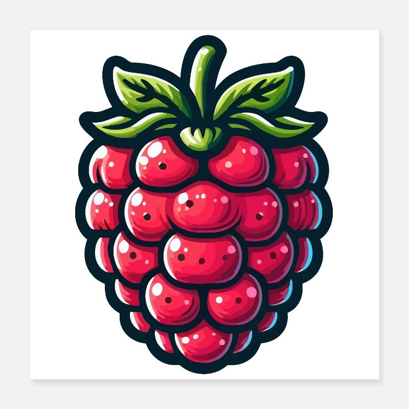 Raspberry Pop Cartoon Red Poster 16" x 16" (40x40 cm)