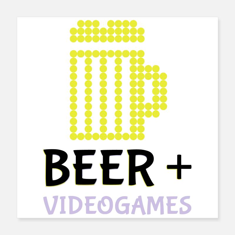 Pixel Beer Video Games Poster 16" x 16" (40x40 cm)