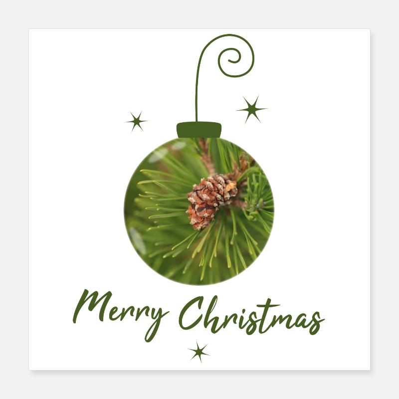 Balle de Noël verte avec pommes de pin Poster 40 x 40 cm