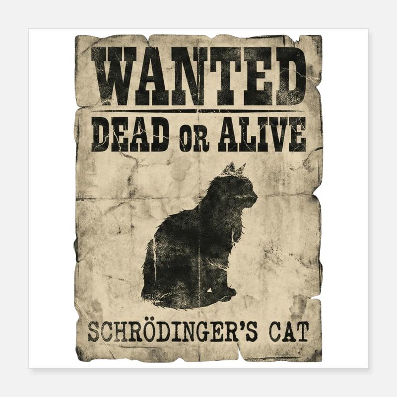 Le jeu de mots de Schrödinger’s Cat Wanted Dead Or Alive Or Alive : Physics Poster 40 x 40 cm