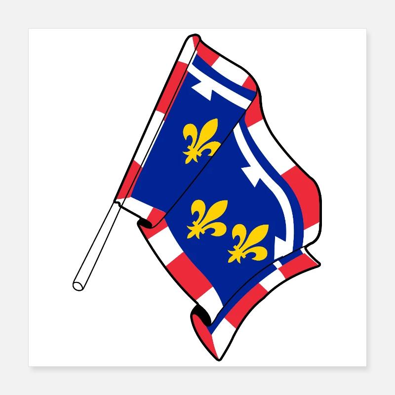 Drapeau du Centre-Val de la Loire Poster 40 x 40 cm