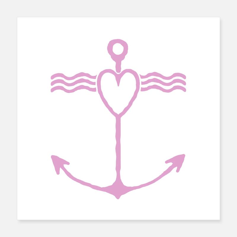 Heart Anchor Wave Design Poster 16" x 16" (40x40 cm)