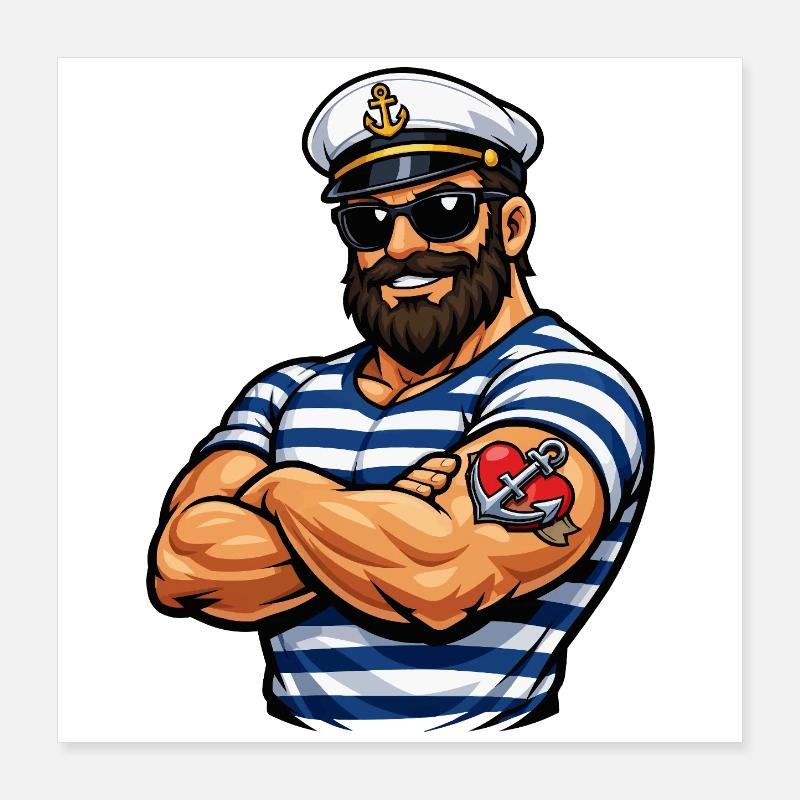 Sailor with tattoo Poster 16" x 16" (40x40 cm)