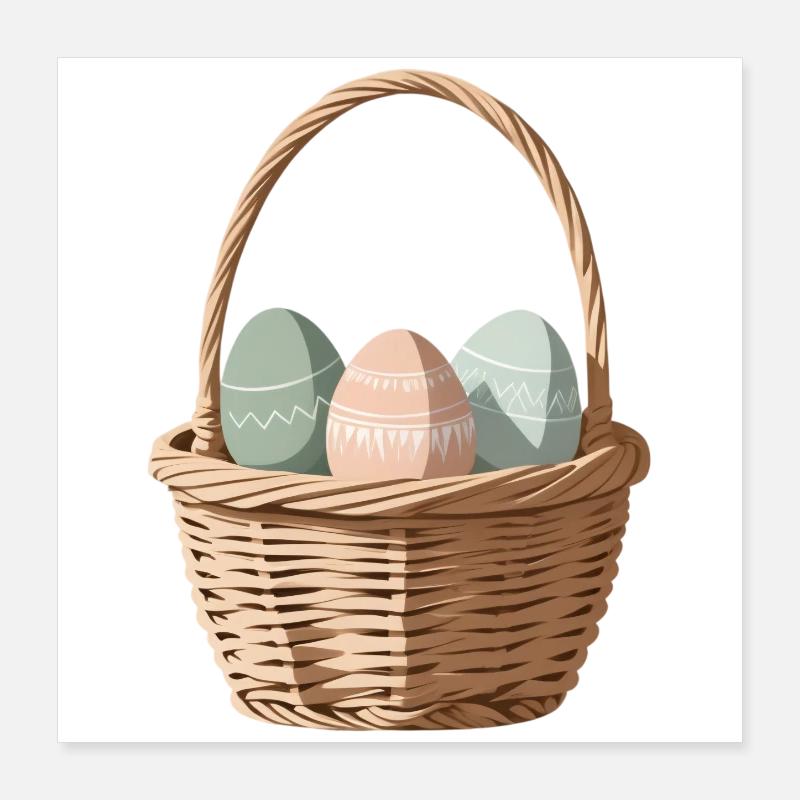 Pastell-Eier im Körbchen Poster 40x40 cm