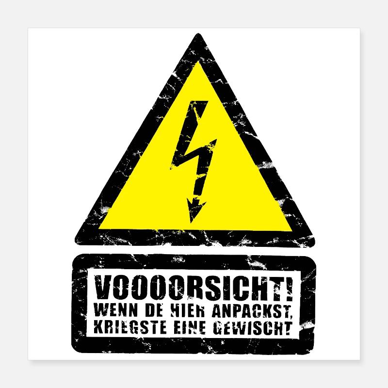 stop Vorsicht Strom ! Respekt Selbstverteidigung  Poster 40x40 cm