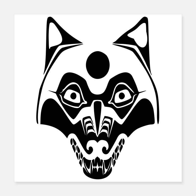 loup - masque-lune Poster 40 x 40 cm