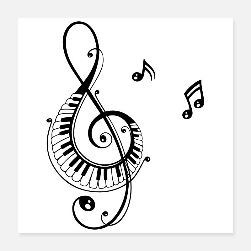 Notenschlüssel, Musik Poster 40x40 cm