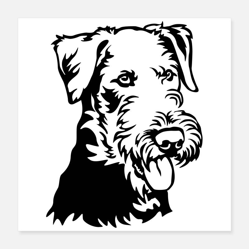 Airedale Terrier Head Poster 16" x 16" (40x40 cm)