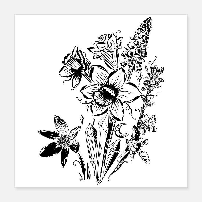 Jonquilles Fleurs Spring Rock Crystal Poster 40 x 40 cm