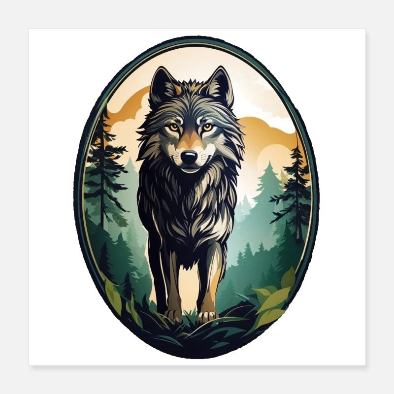 Forest dweller wolf Poster 16" x 16" (40x40 cm)