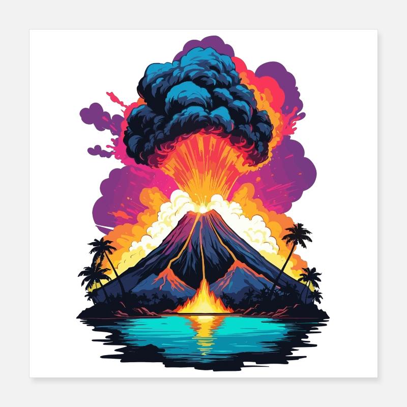Volcano Eruption Poster 16" x 16" (40x40 cm)