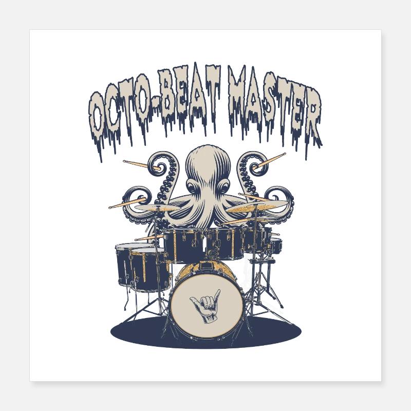 Octopus Beat Master Batteur Poster 40 x 40 cm