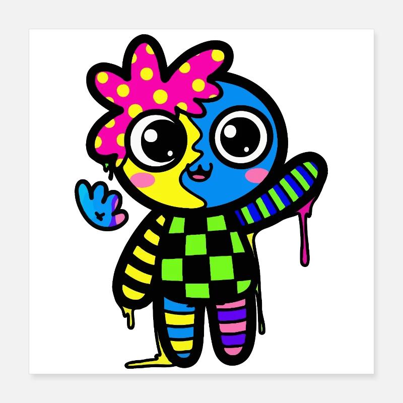 Split Face Rainbow Pop Art Poster 16" x 16" (40x40 cm)