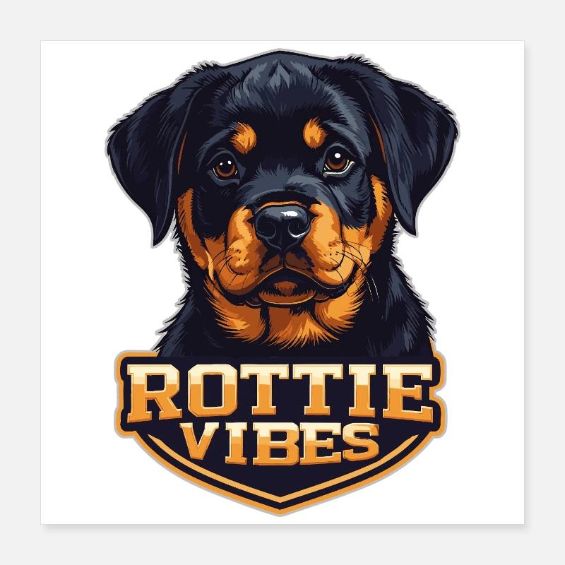 Rottie Vibes - Portrait de chiot Rottweiler mignon Poster 40 x 40 cm